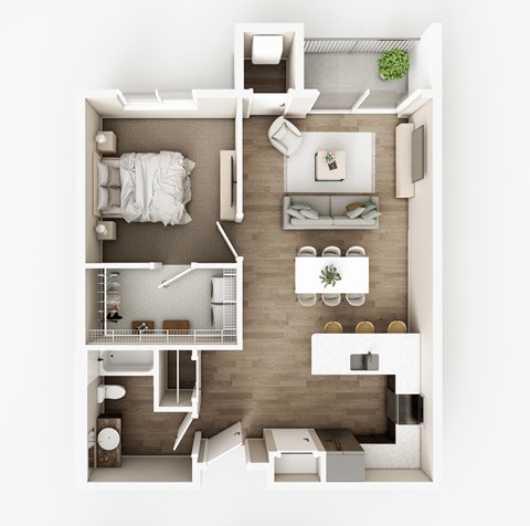 Floor plan for 1 bed, 1 bath, 828 sqft